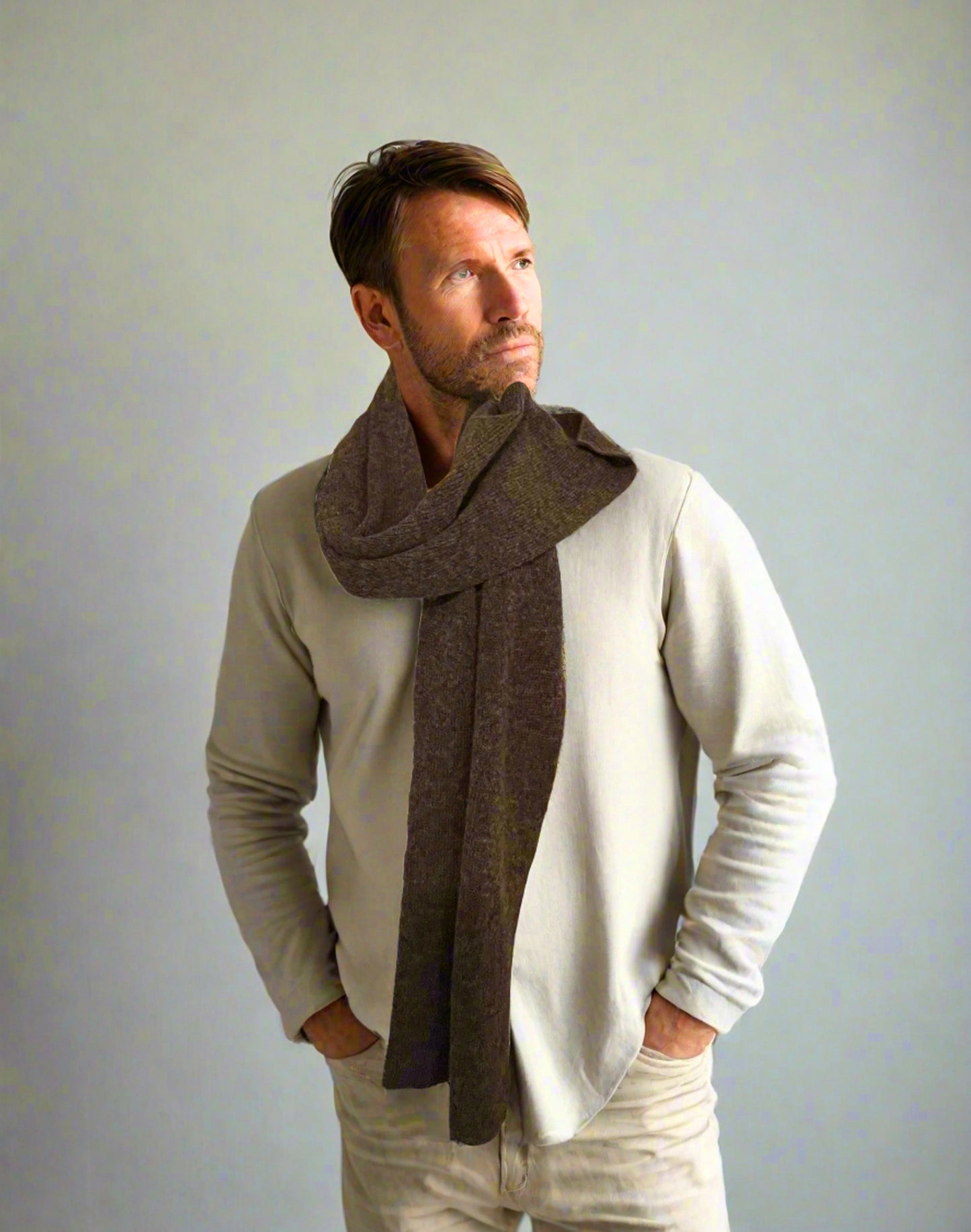 Extra Smooth Alpaca Mohair Scarf, Earth Tone