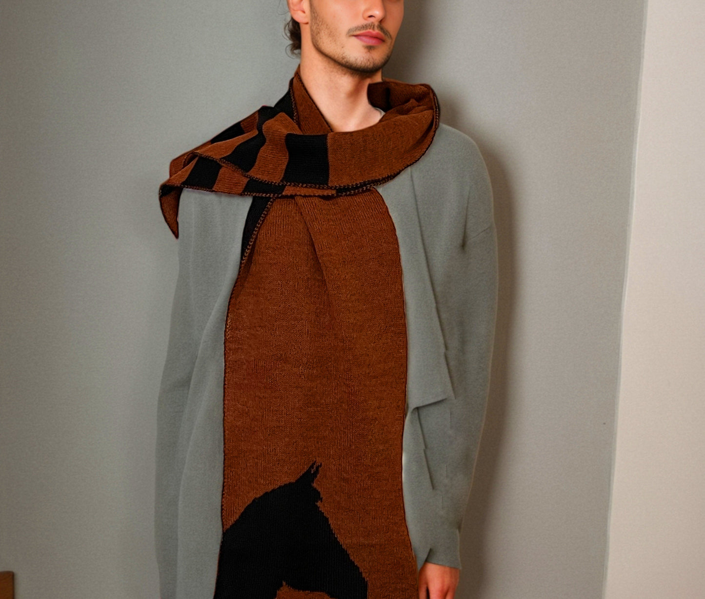 Unisex Alpaca Scarf – Brumby Horse Design