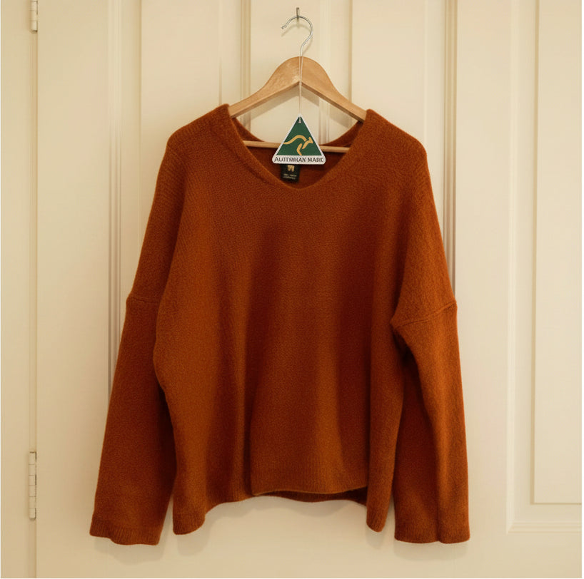 Alpaca Mohair Pullover Sweater Plus Size Terracotta