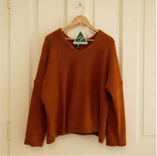 Alpaca Mohair Pullover Sweater Plus Size Terracotta