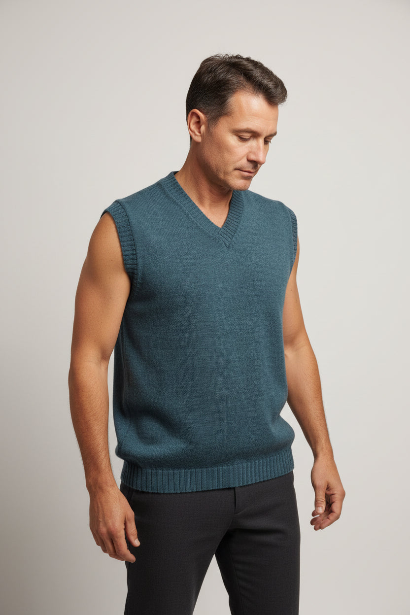 Alpaca Classic V-Neck Vest – Royal Blue | 100% Pure Alpaca Wool