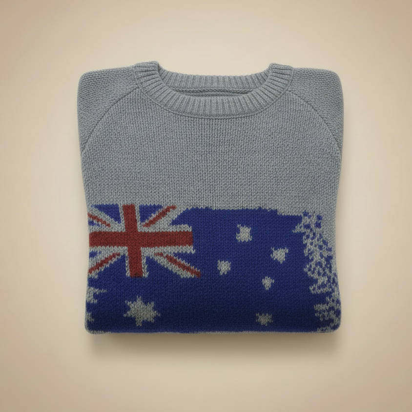Men's Australian Flag Alpaca Sweater | 100% Pure Alpaca Knitwear
