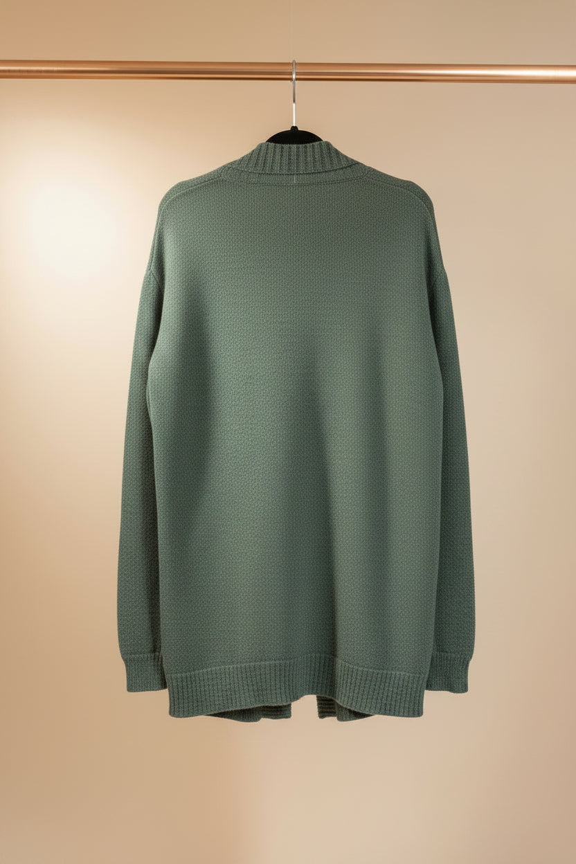 Alpaca Oversized Cardigan – Jersey Stitch V-Neck