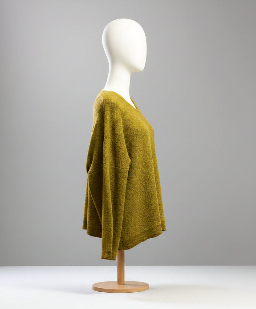 Alpaca Mohair Pullover Sweater Plus Size Lemon Green
