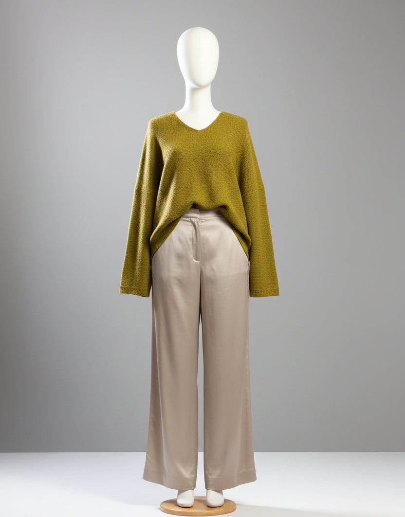Alpaca Mohair Pullover Sweater Plus Size Lemon Green