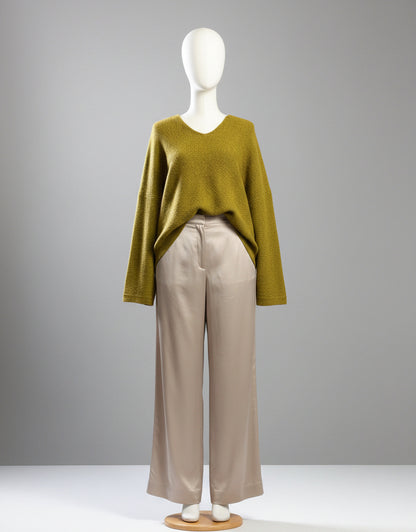 Alpaca Mohair Pullover Sweater Plus Size Lemon Green