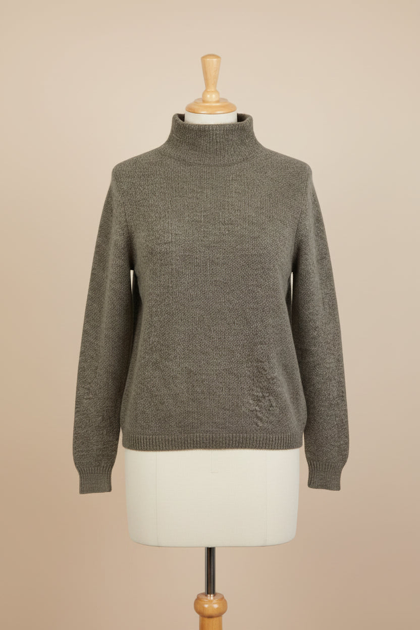 Alpaca Women’s High Neck Jacquard Knit Natural Gray