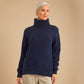Alpaca Women’s High Neck Jacquard Knit, Blue