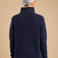 Alpaca Women’s High Neck Jacquard Knit, Blue