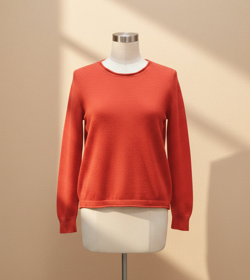 Alpaca Round-Neck Classy Soft Jumper Orange