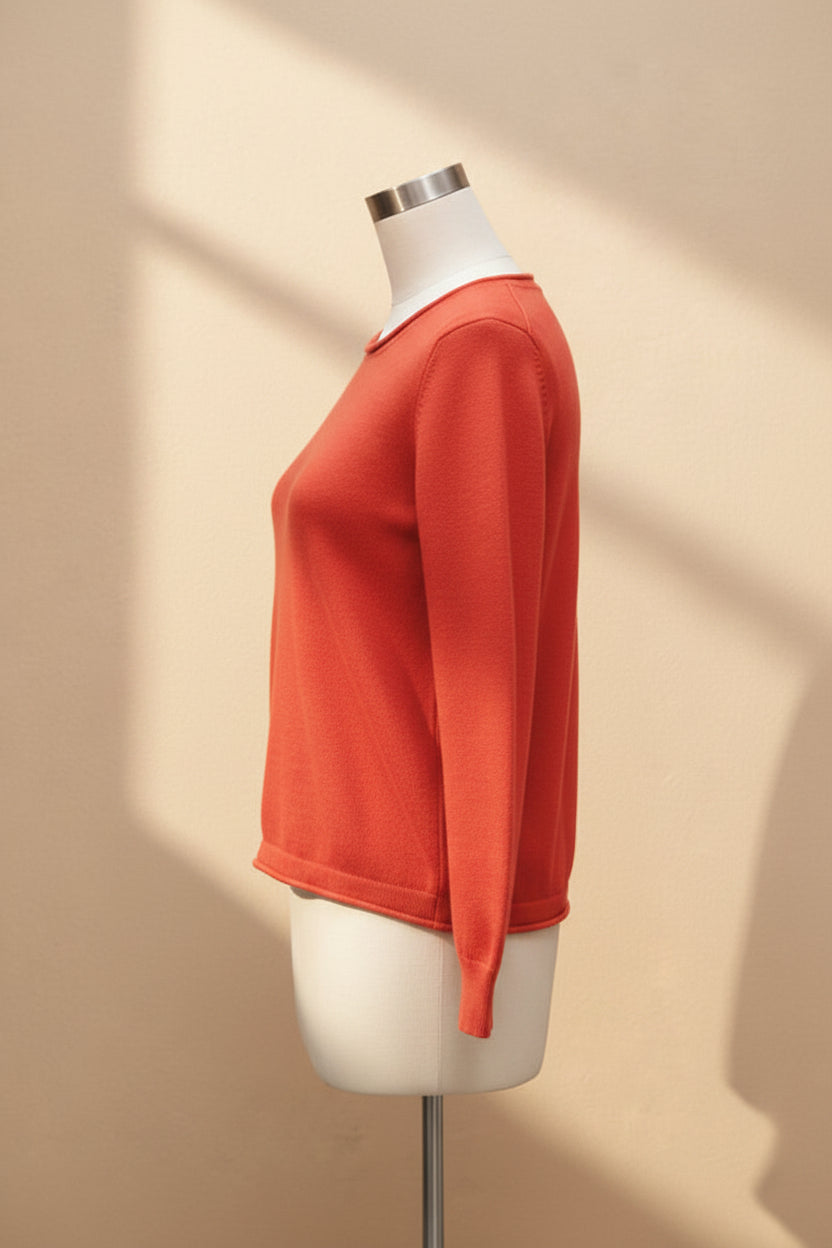 Alpaca Round-Neck Classy Soft Jumper Orange