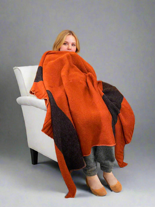 Luxury Mohair Alpaca Extra Soft Throw Blanket Terracotta