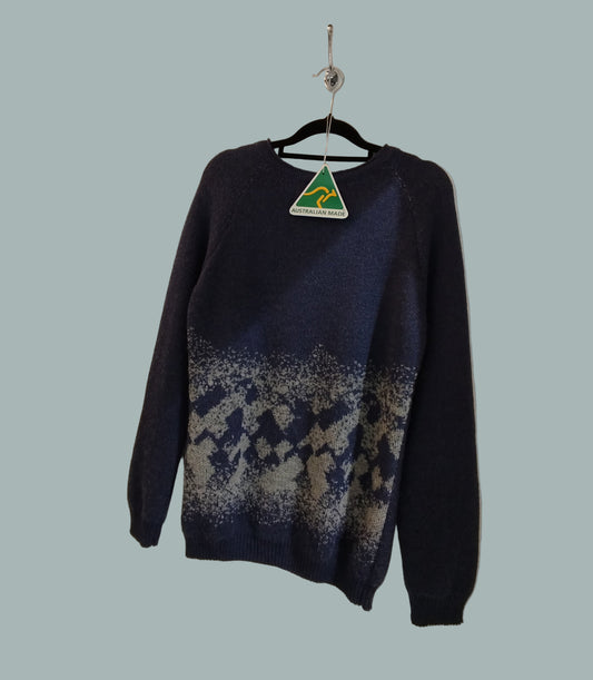 Sweater Round Neckline Long Sleeve Blue Alaska