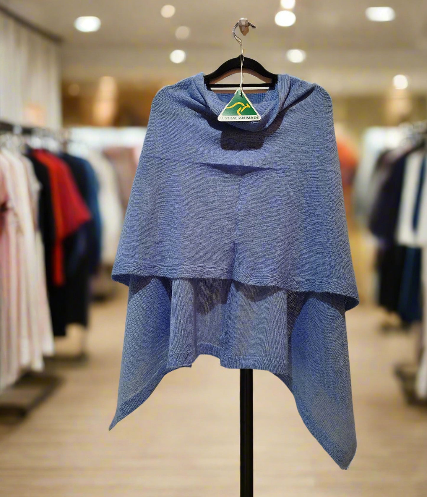 Alpaca Super Fine Jersey Knit Poncho, Sky Blue