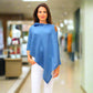 Alpaca Super Fine Jersey Knit Poncho, Sky Blue
