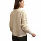 Alpaca  Cardigan Classy Jersey Roll Up Neckline, Milk Tone