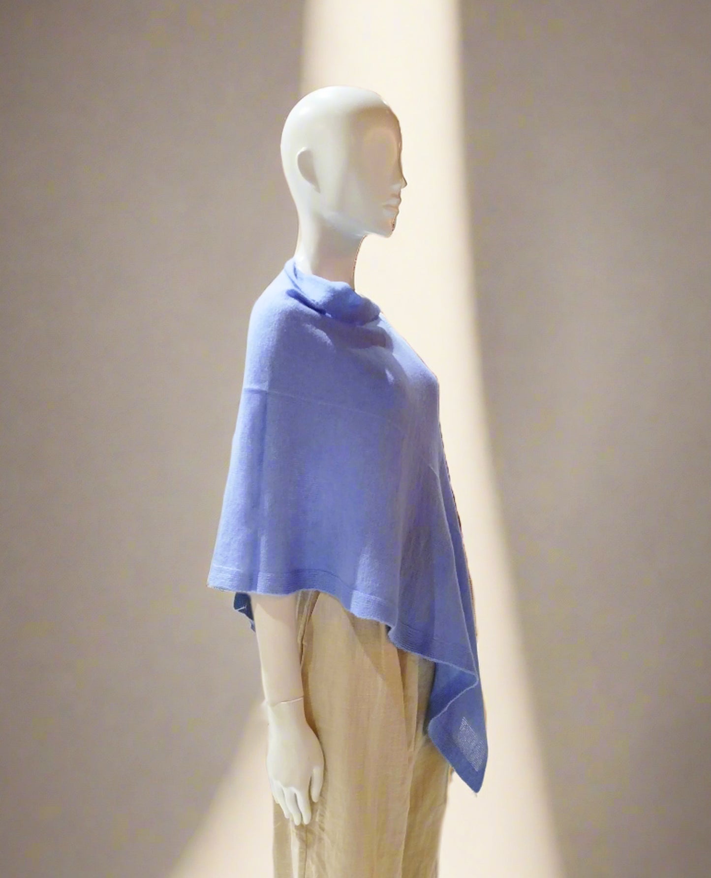 Alpaca Super Fine Jersey Knit Poncho, Sky Blue