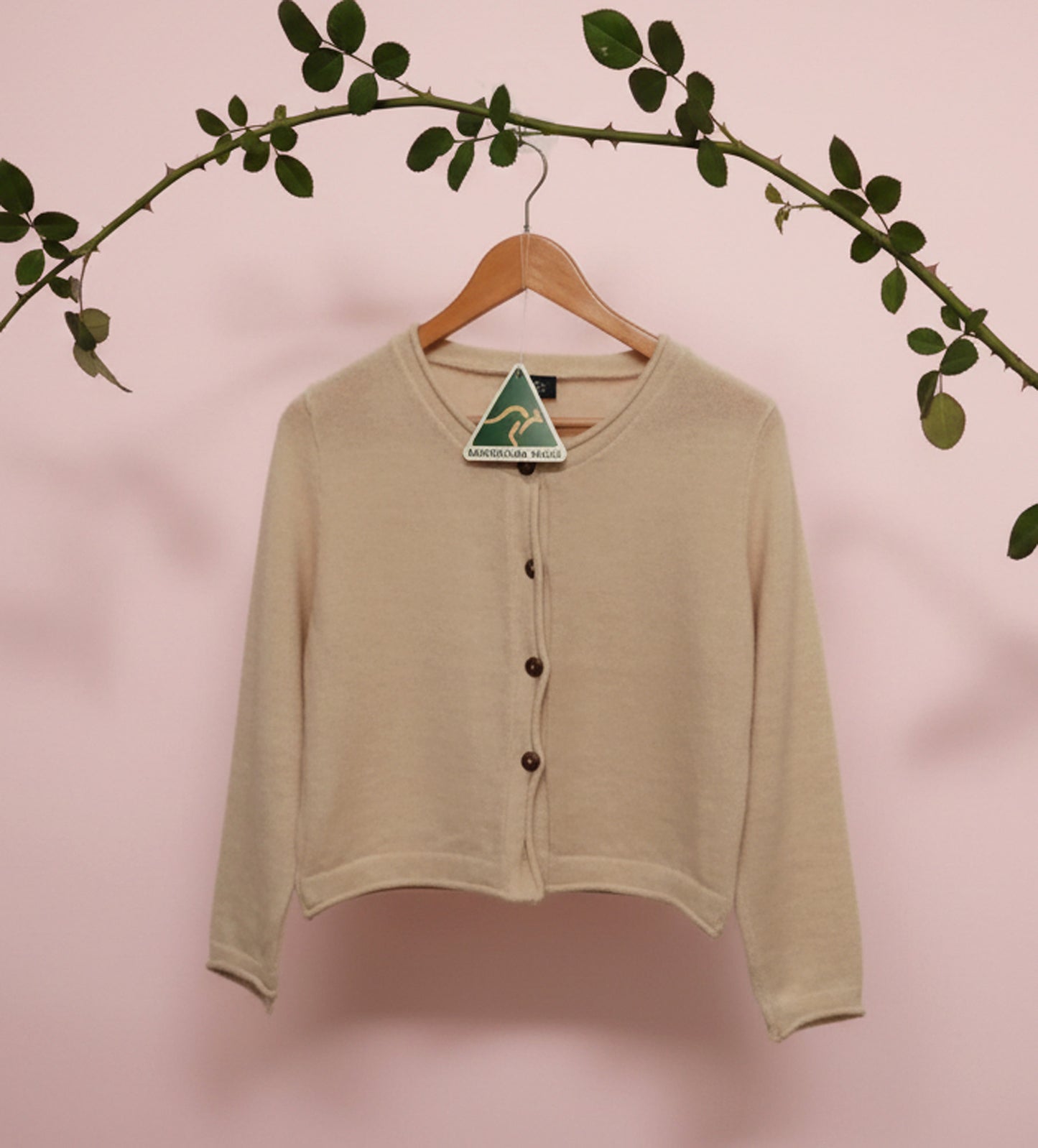 Alpaca  Cardigan Classy Jersey Roll Up Neckline, Milk Tone