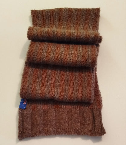 Alpaca Unisex Extra Soft Thick Stripe Scarf, Earth Tone
