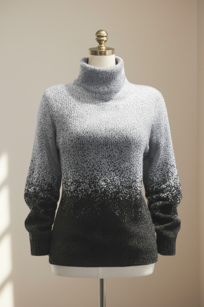 Women's Alpaca High Neck Jacquard Knit Sweater | Light Blue