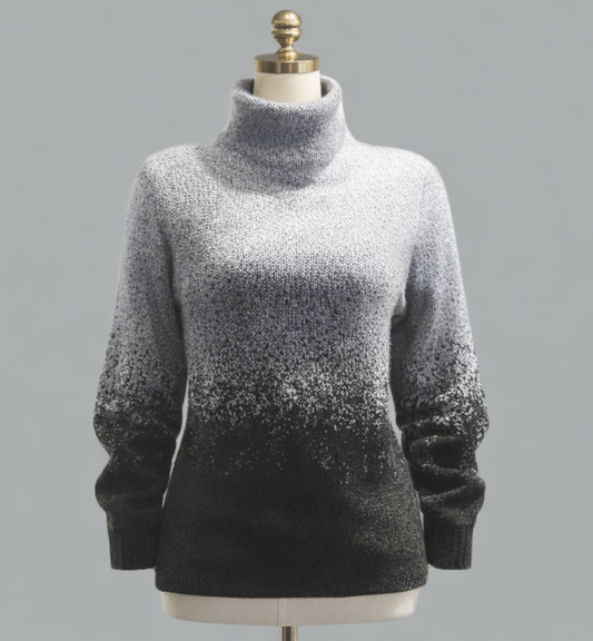 Women's Alpaca High Neck Jacquard Knit Sweater | Light Blue