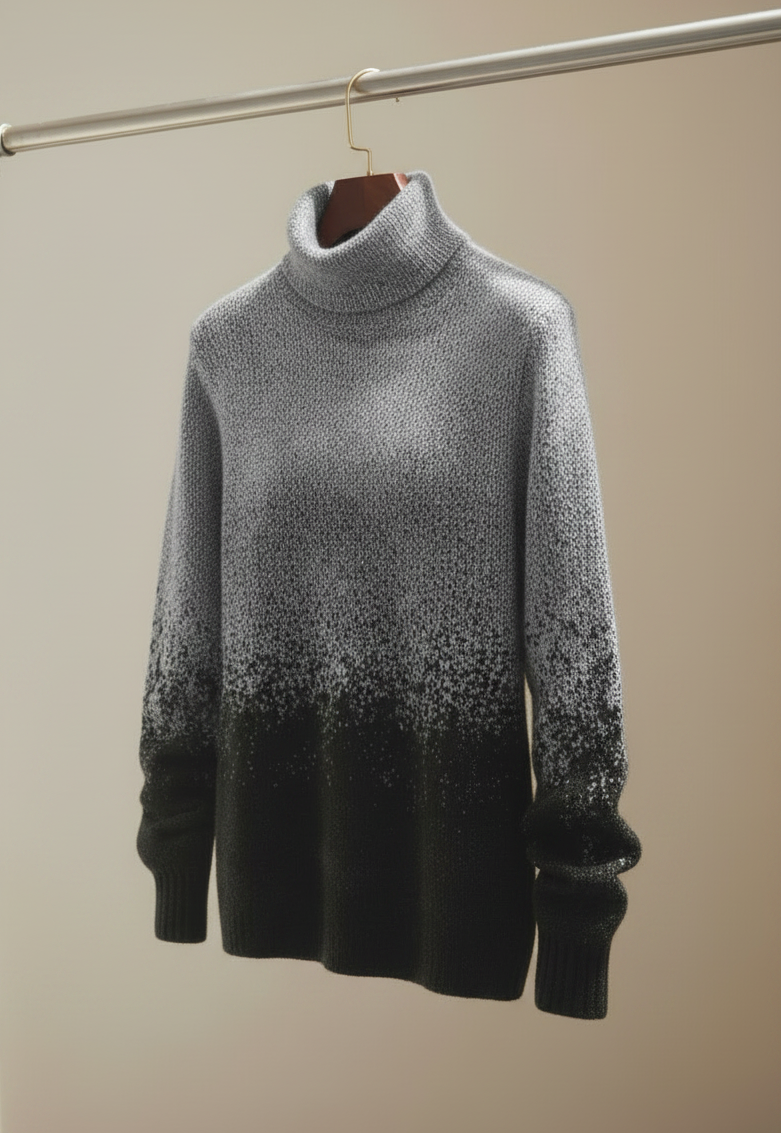 Women's Alpaca High Neck Jacquard Knit Sweater | Light Blue
