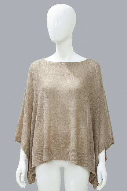 Alpaca Light Knit Poncho Rice Grain Natural Beige