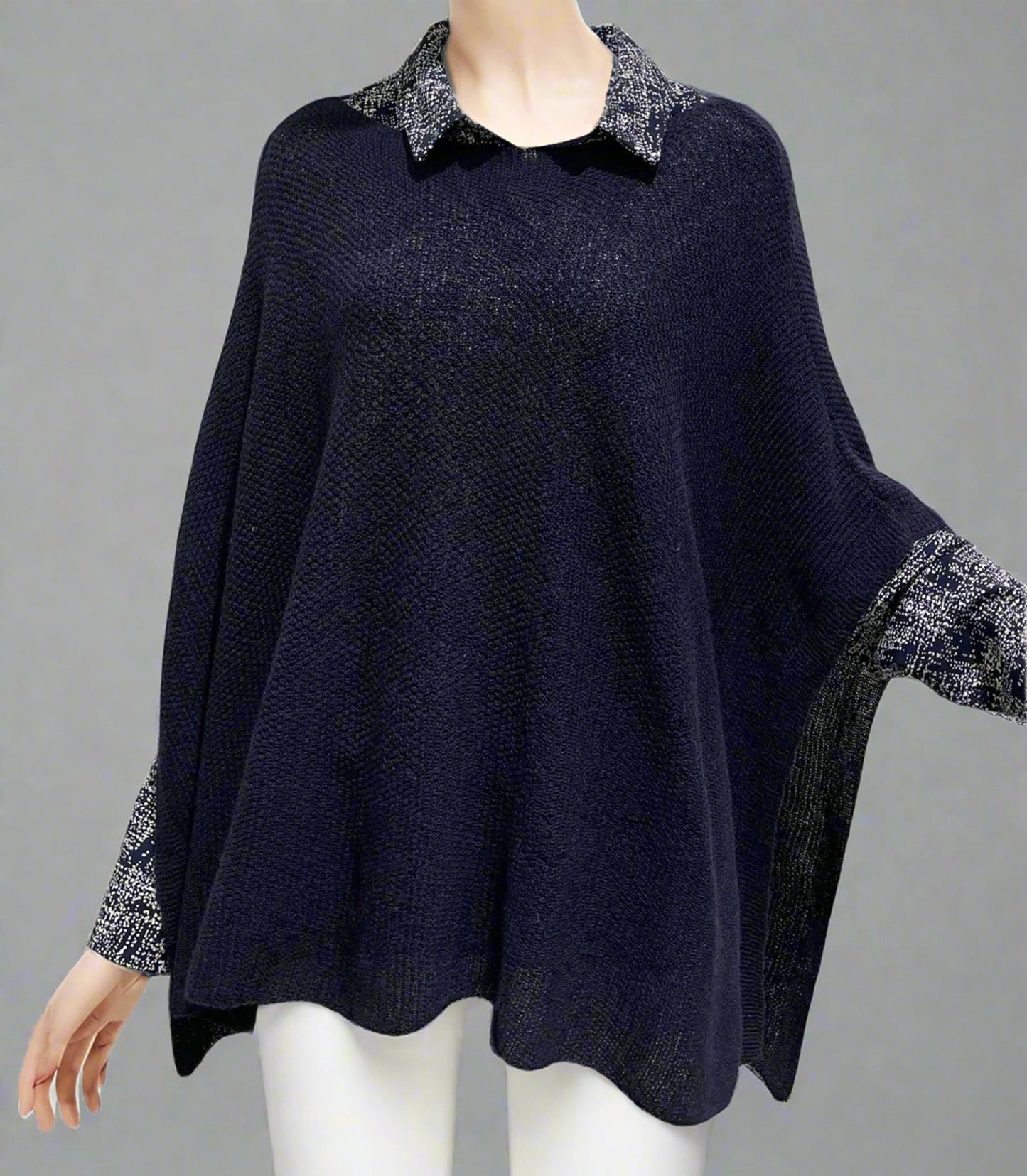 Alpaca Light Knit Poncho Rice Grain