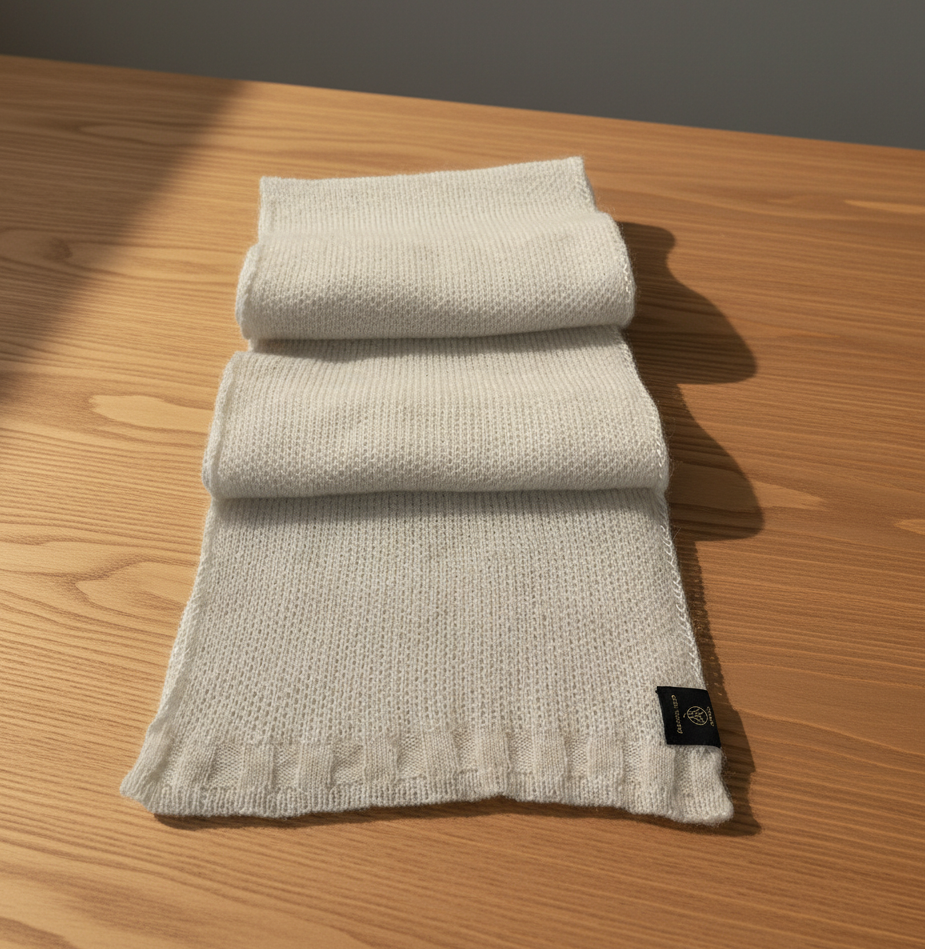Alpaca Snowy Mountains Scarf — Milk Tone Baby Alpaca