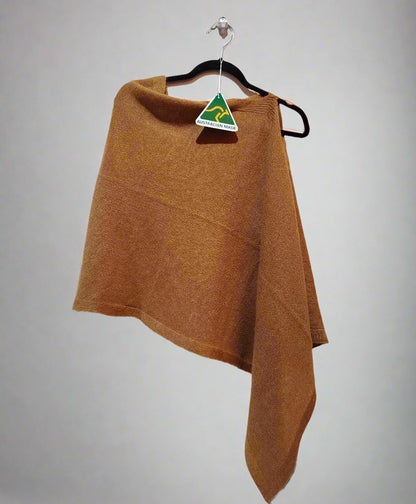 Alpaca Super Fine Jersey Knit Poncho, Dessert Camel