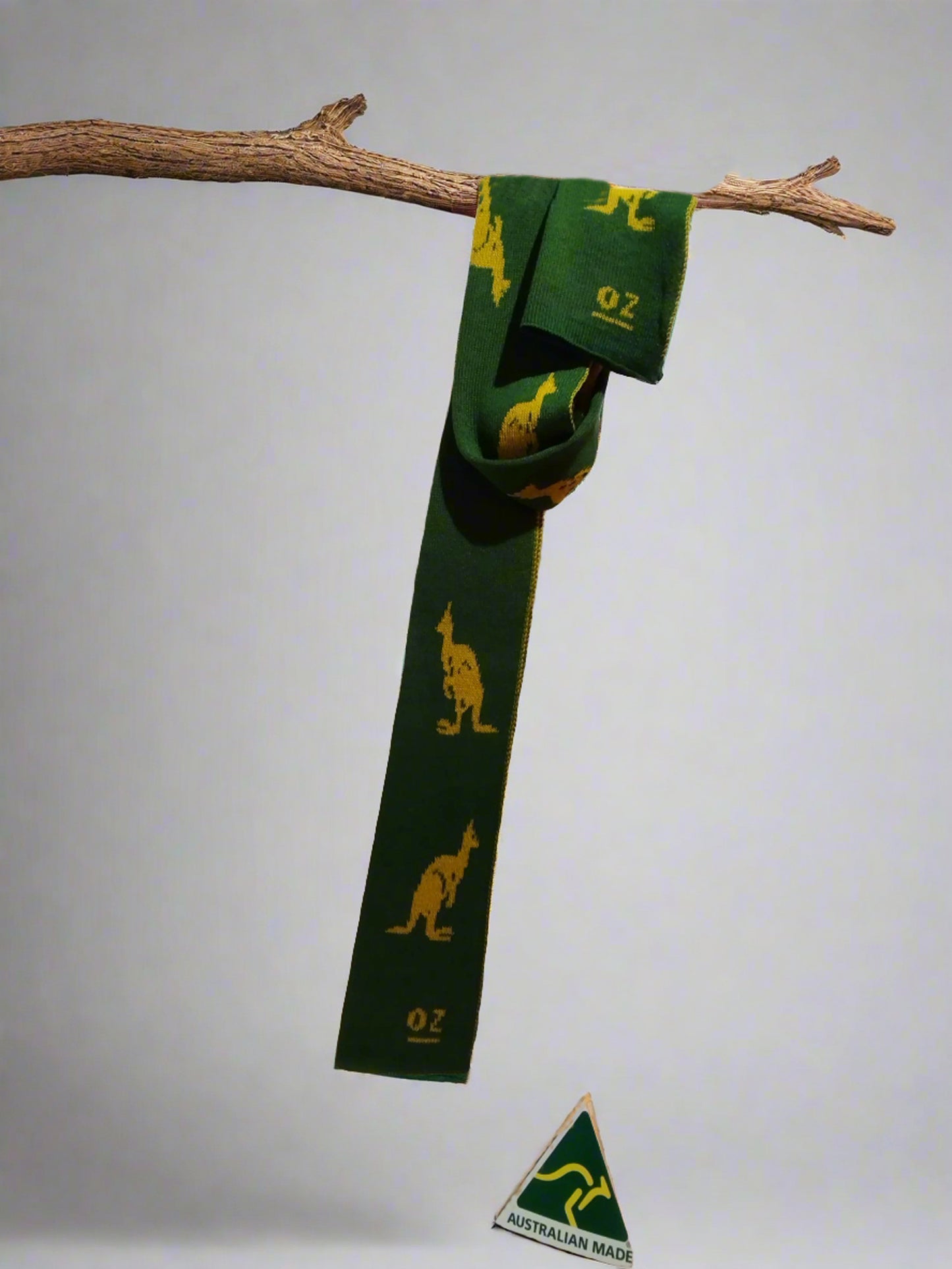 Kangaroo Alpaca Wool Scarf Green/Yellow