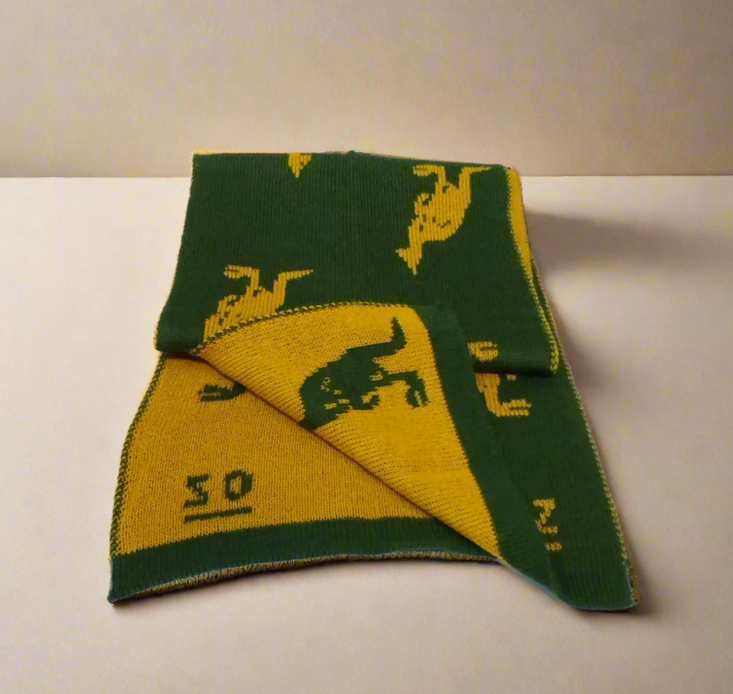 Kangaroo Alpaca Wool Scarf Green/Yellow