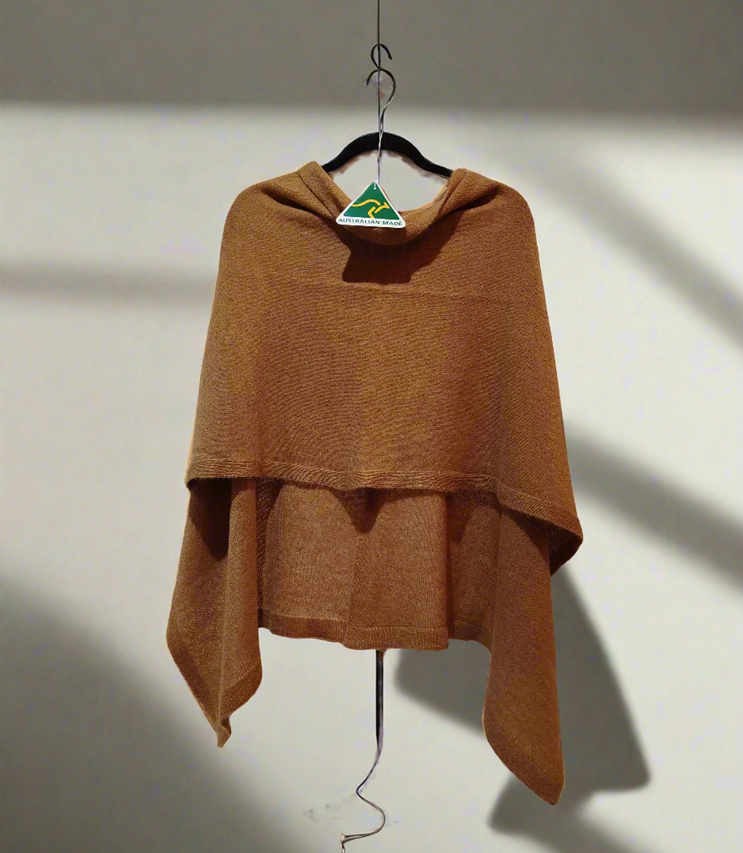 Alpaca Super Fine Jersey Knit Poncho, Dessert Camel