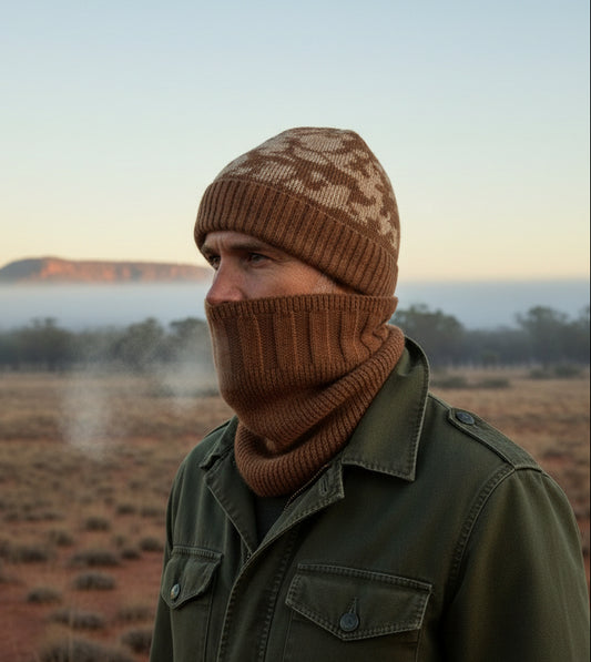Alpaca Unisex Set CAMO Beanie/Neck warmer Land