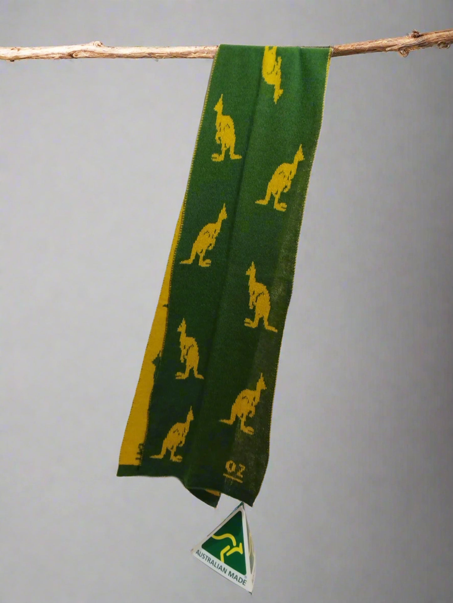 Kangaroo Alpaca Wool Scarf Green/Yellow