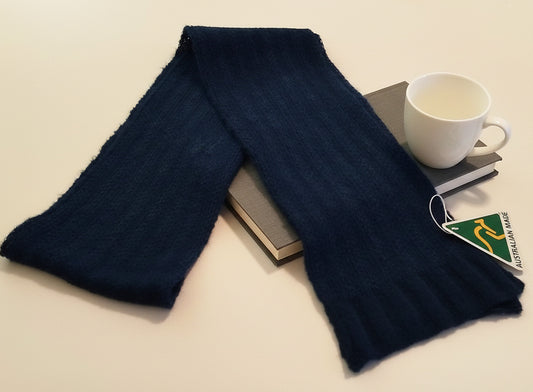 Alpaca Unisex Extra Soft Thick Stripe Scarf, Diesel Blue