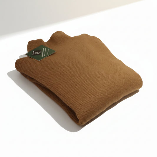 Men's Baby Alpaca Sweater | Tall Neck | Mohair-Like Softness | Camel