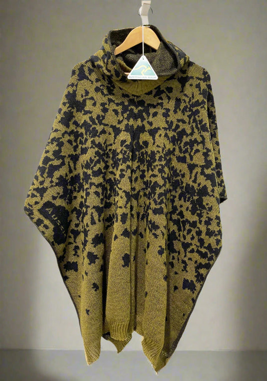 Australian Alpaca Thick Poncho Hooded, CAMO Green
