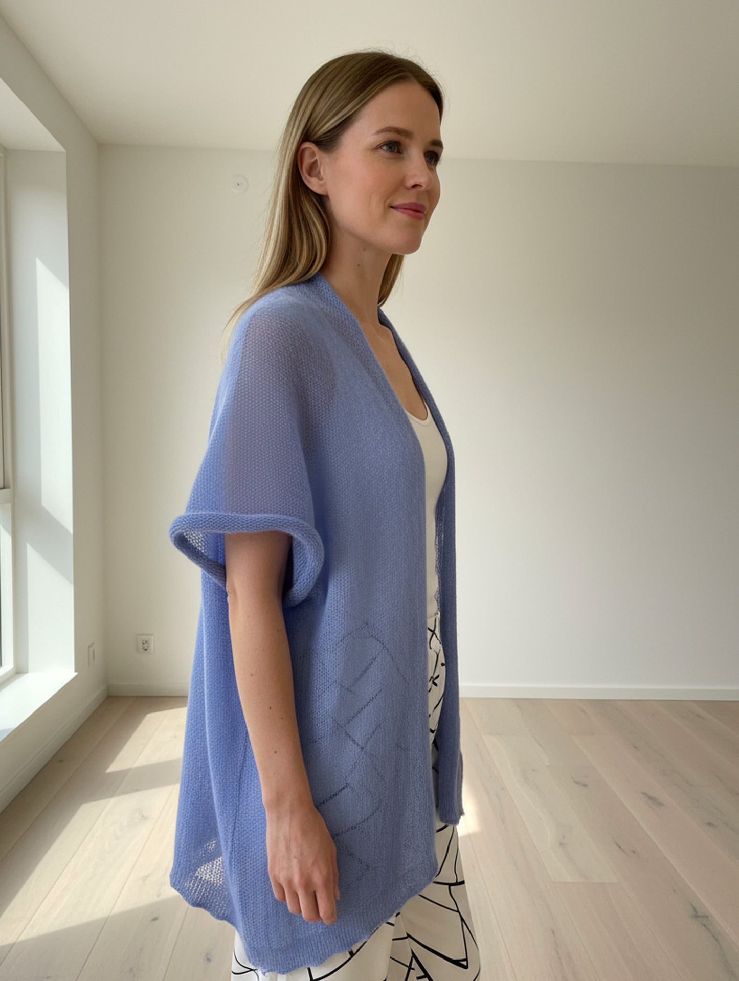 Alpaca Mohair Light Cape Spring Sky Blue