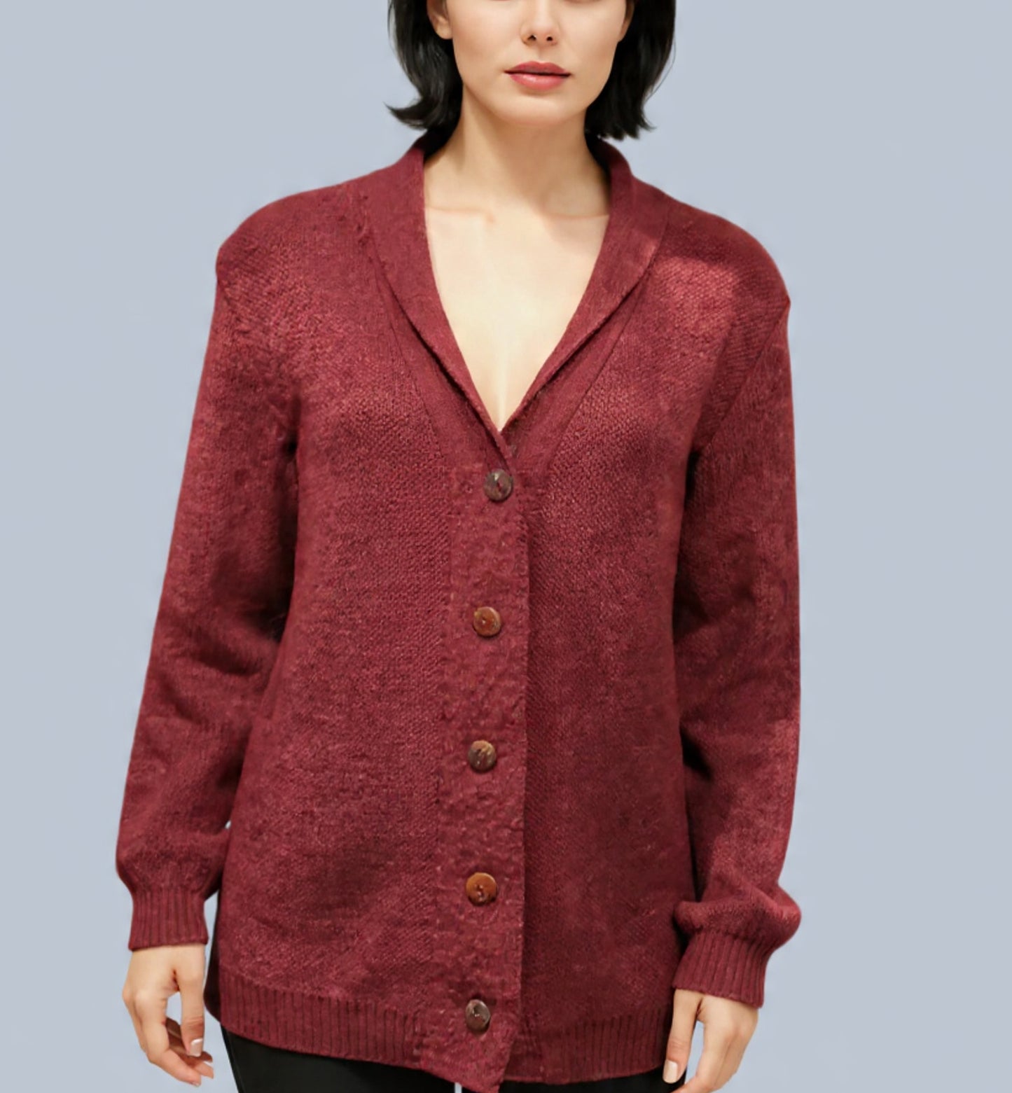 Alpaca Cardigan Lady Cherry Color