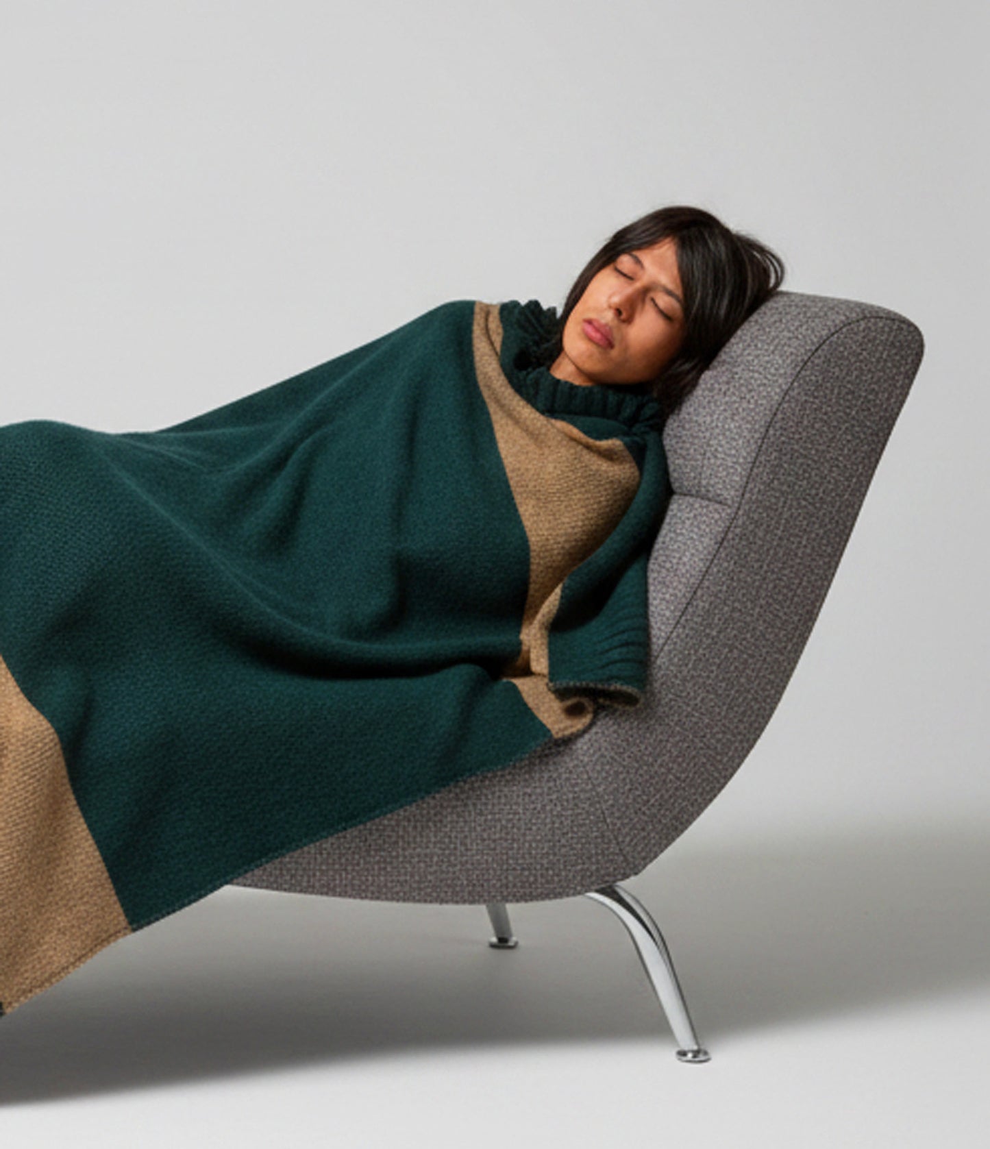 Luxury Mohair Alpaca Extra Soft Throw Blanket Diesel Blue