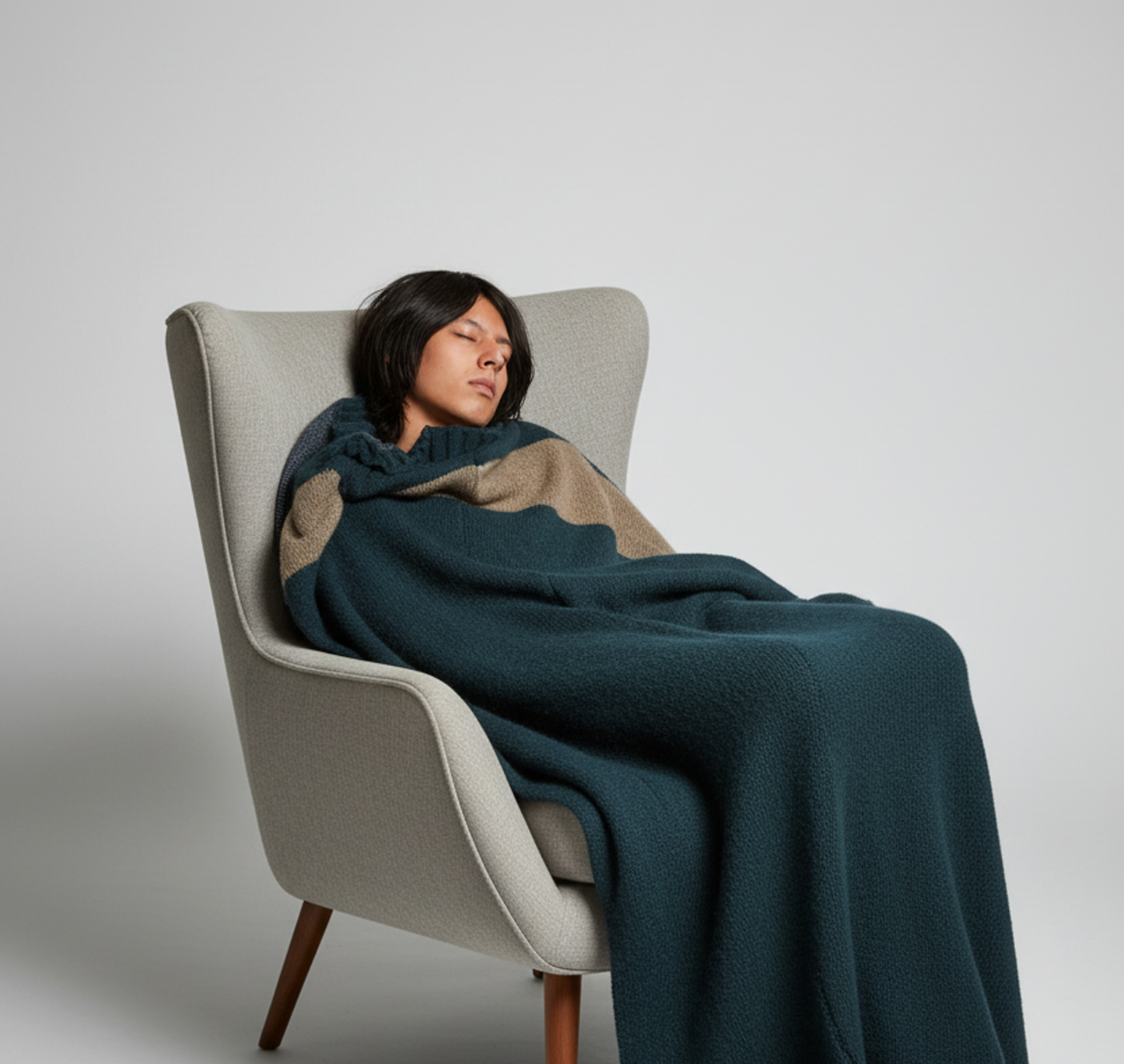 Luxury Mohair Alpaca Extra Soft Throw Blanket Diesel Blue