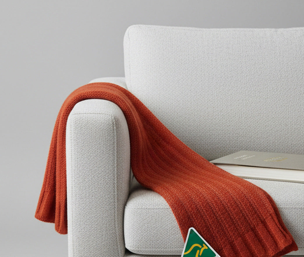 Alpaca Unisex Extra Soft Thick Stripe Scarf, Terracotta