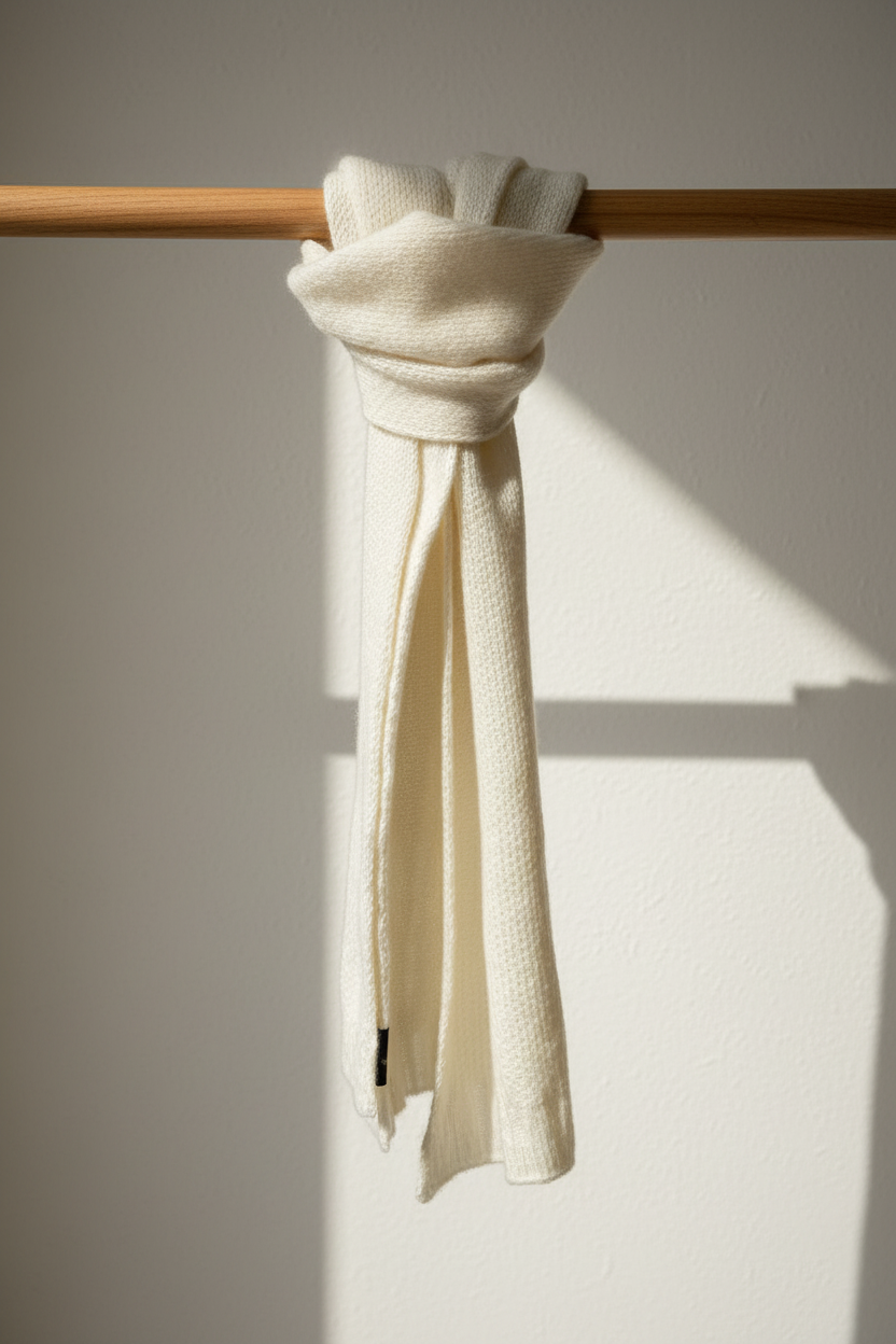 Alpaca Snowy Mountains Scarf — Milk Tone Baby Alpaca
