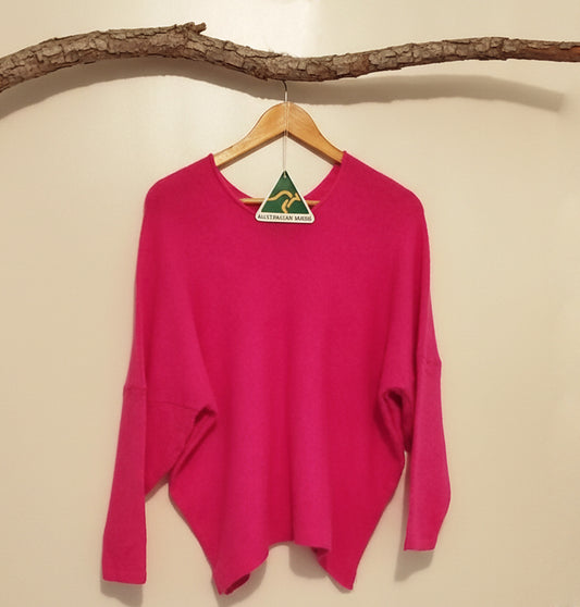 Alpaca Mohair Pullover Sweater Plus Size , Fuchsia