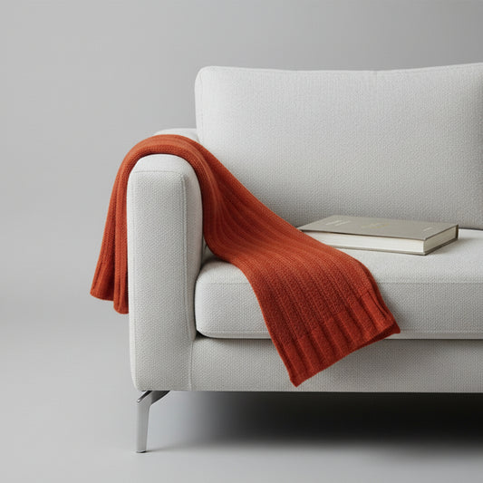 Alpaca Unisex Extra Soft Thick Stripe Scarf, Terracotta