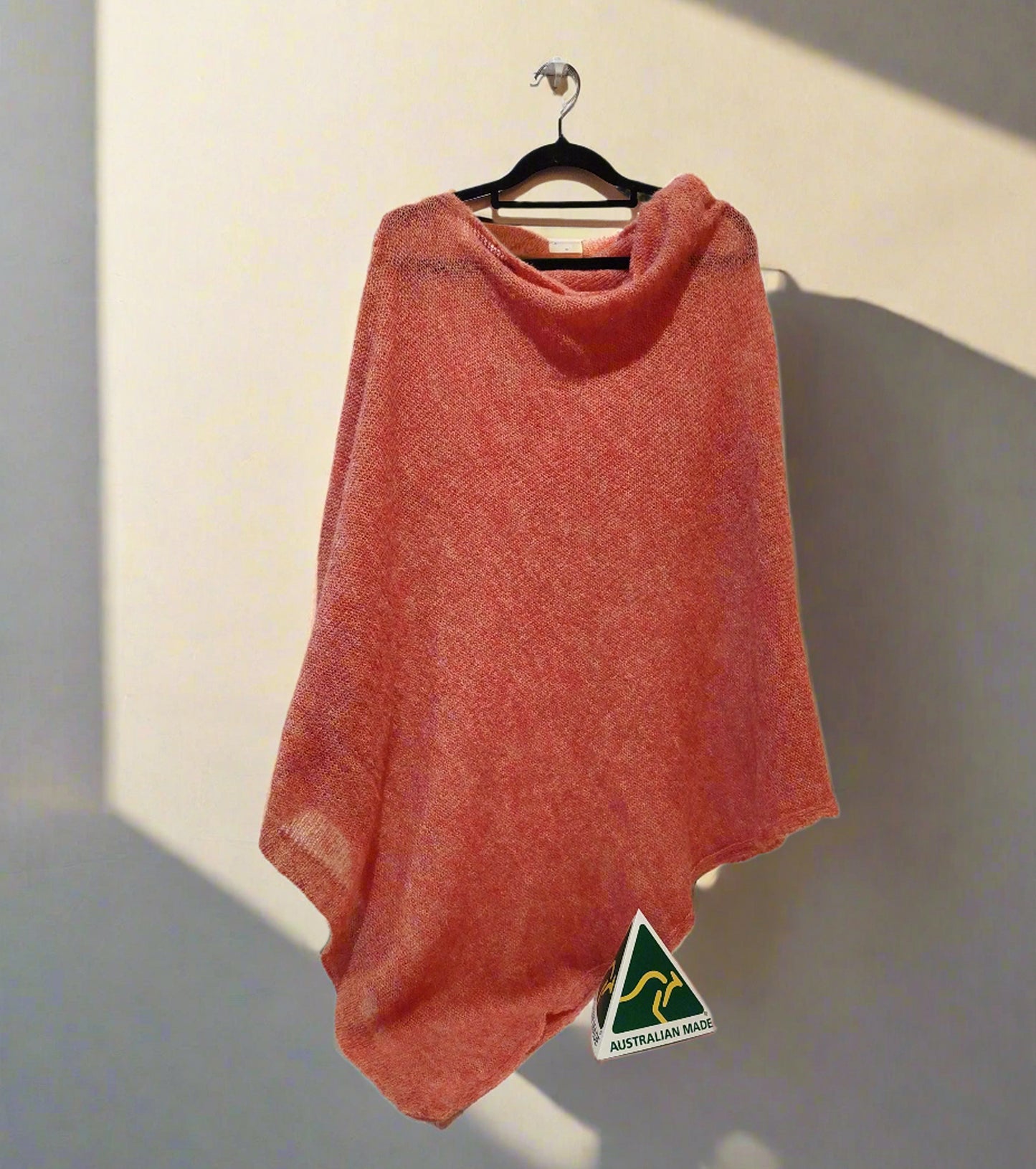 Alpaca Fresh Knit Poncho Jersey Open Pattern, Gold Pink