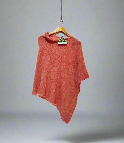 Alpaca Fresh Knit Poncho Jersey Open Pattern, Gold Pink