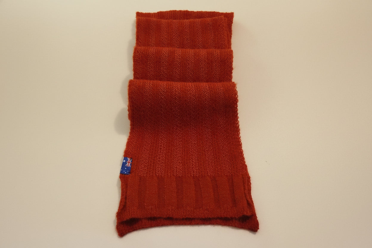 Alpaca Unisex Extra Soft Thick Stripe Scarf, Terracotta