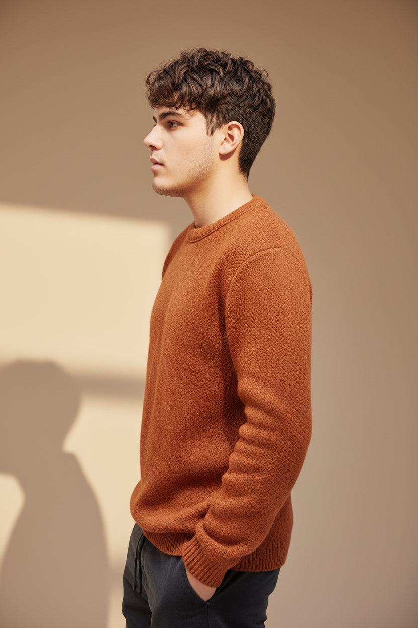 Alpaca Jacquard Sweater Terracotta